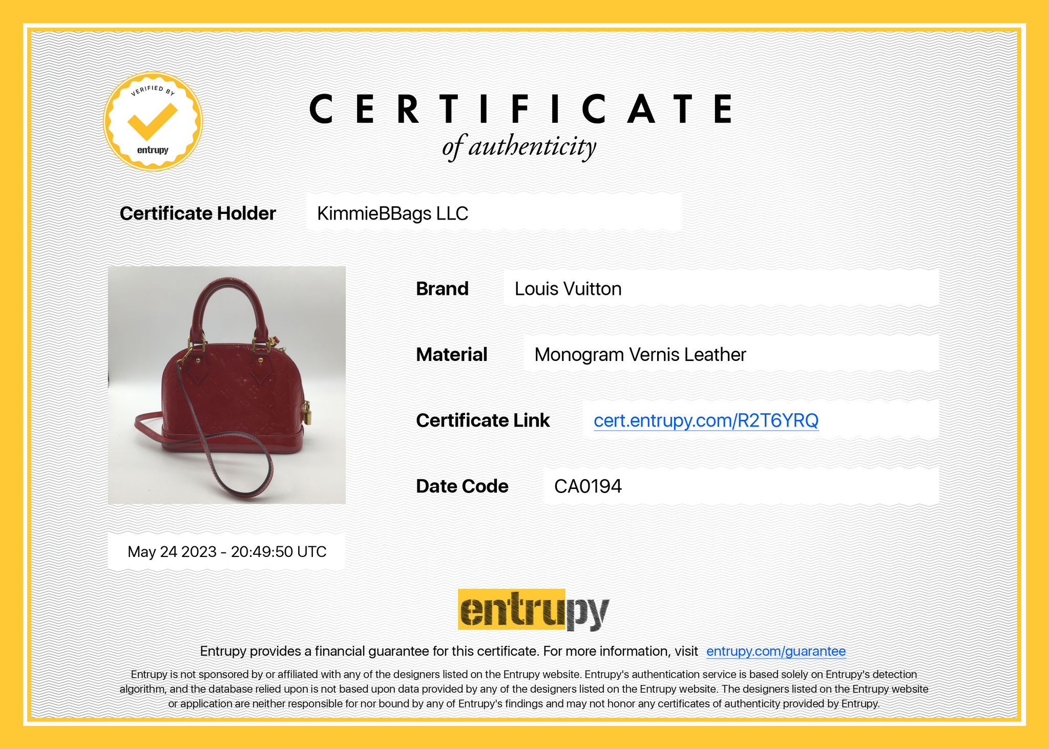 Preloved Louis Vuitton Alma Bb Red Vernis Crossbody Bag MI0155 091823