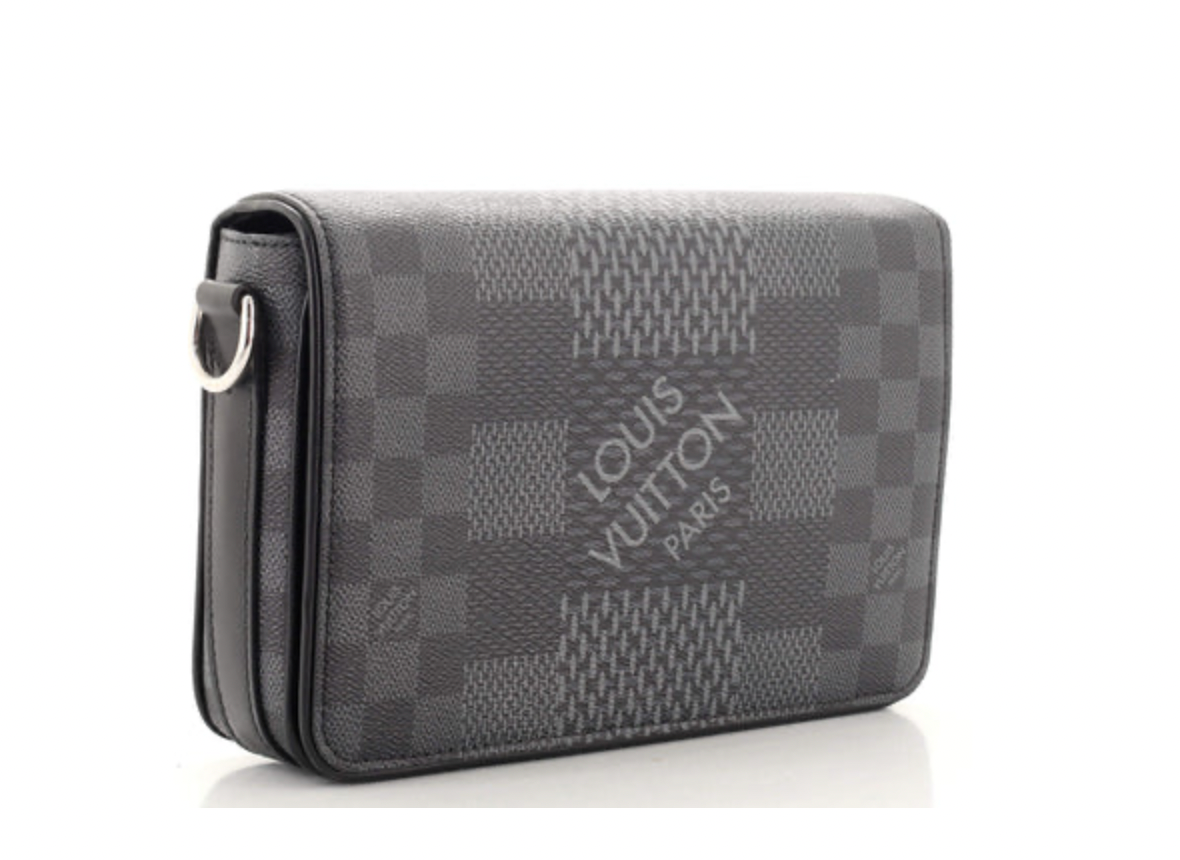 Louis Vuitton Black Damier Graphite 3D Studio Messenger Grey Cloth
