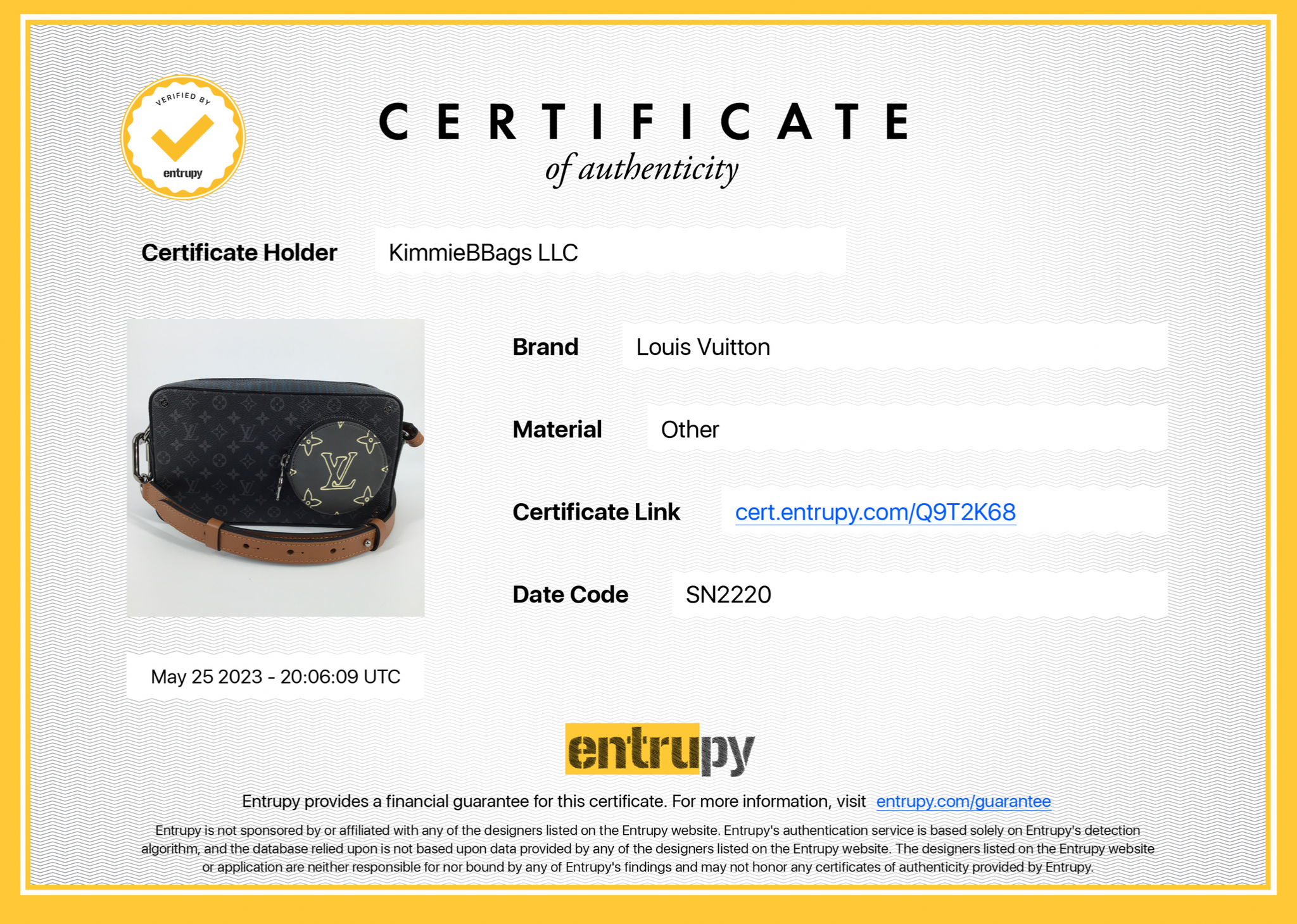 PRELOVED Louis Vuitton Monogram Eclipse Volga On Strap Crossbody Bag SN2220 052923