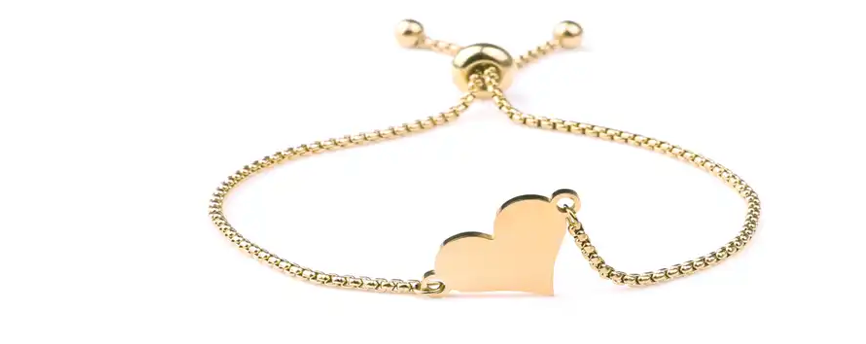 NEW Adjustable Stainless Steel Tiny Chain Love Heart Bracelet 080623