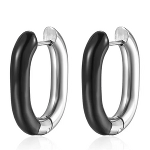 BLACK & SILVER WHITE GOLD PLATED STAINLESS STEEL EARRINGS - DEAL OF THE DAY - LIVE SHOW 072123