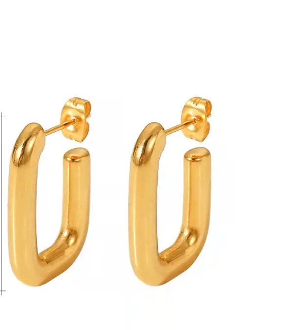 Minimalist Geometric Rectangle Hoop Stud Earrings Stainless Steel 18k gold plated - DEAL OF THE DAY - LIVE SHOW 072123