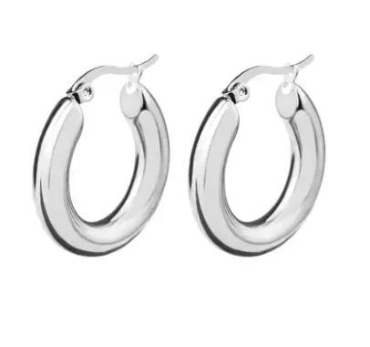 WHITE GOLD - Stainless Steel 18K Gold Plated Silver Circle Hoop Earrings -  DEAL OF THE NIGHT - LIVE SHOW 080523