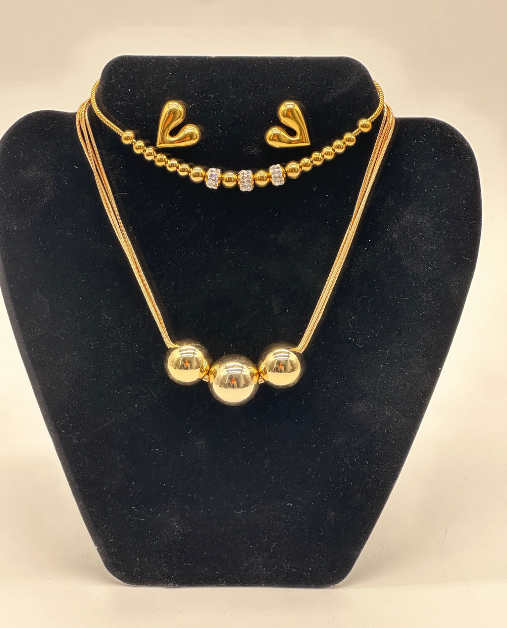 BUNDLE SET Fashion Jewelry Holiday Set Yellow Gold Plated (Necklace, Earrings, Bracelet)- White Gold 120123