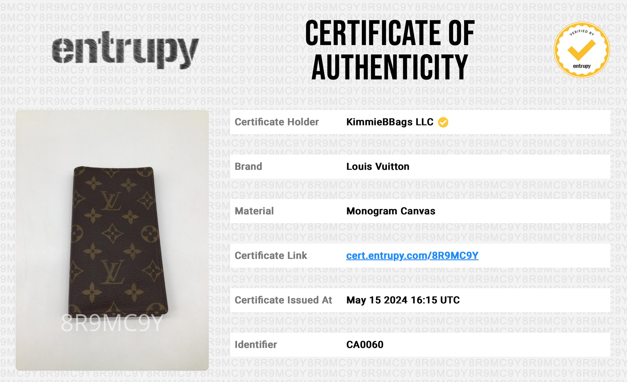 Preloved Louis Vuitton Monogram Checkbook Wallet 8R9MC9Y 052424 H