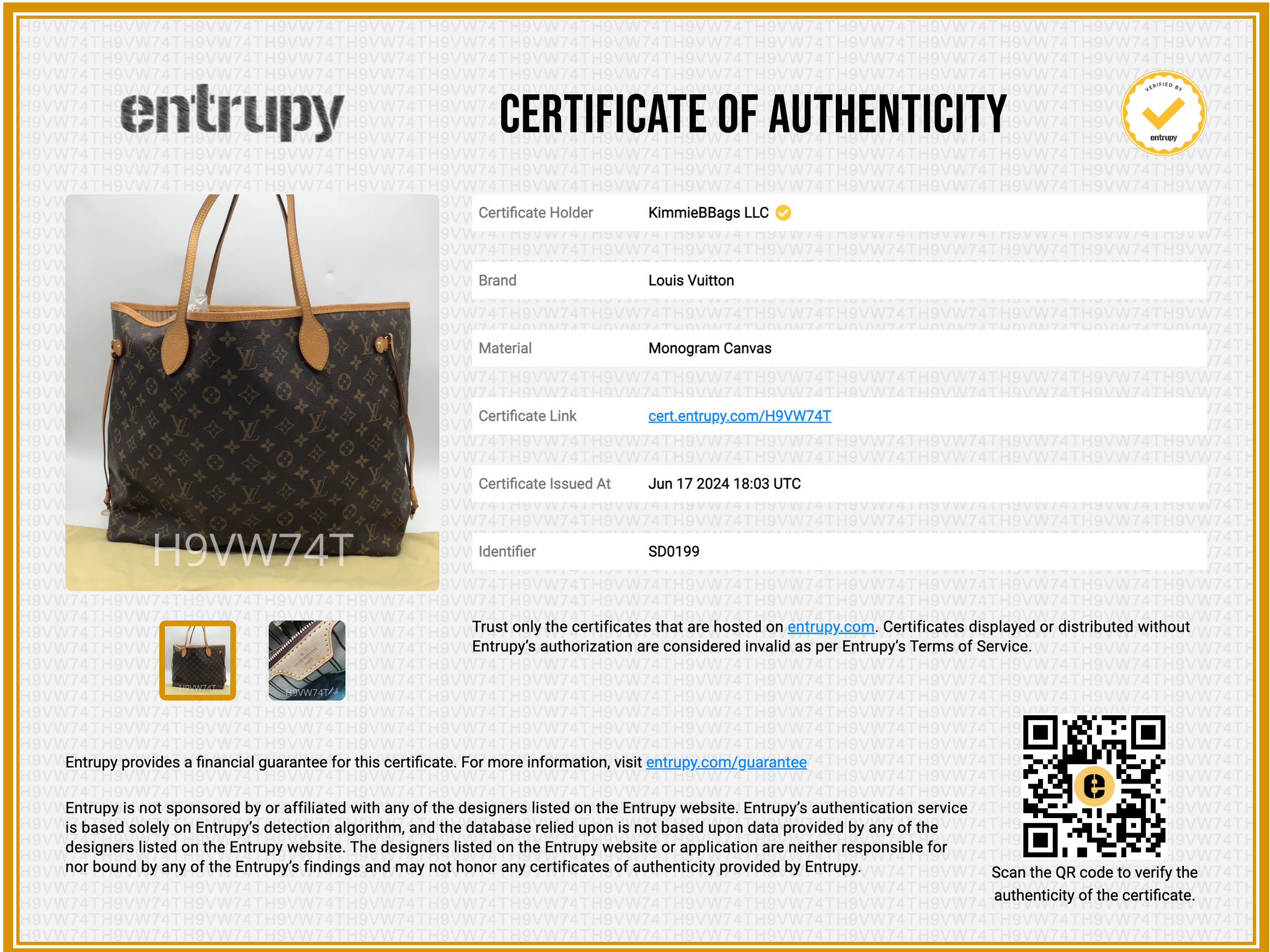 PRELOVED Louis Vuitton Monogram Canvas Neverfull GM Tote with Pouch H9VW74T 061724 P