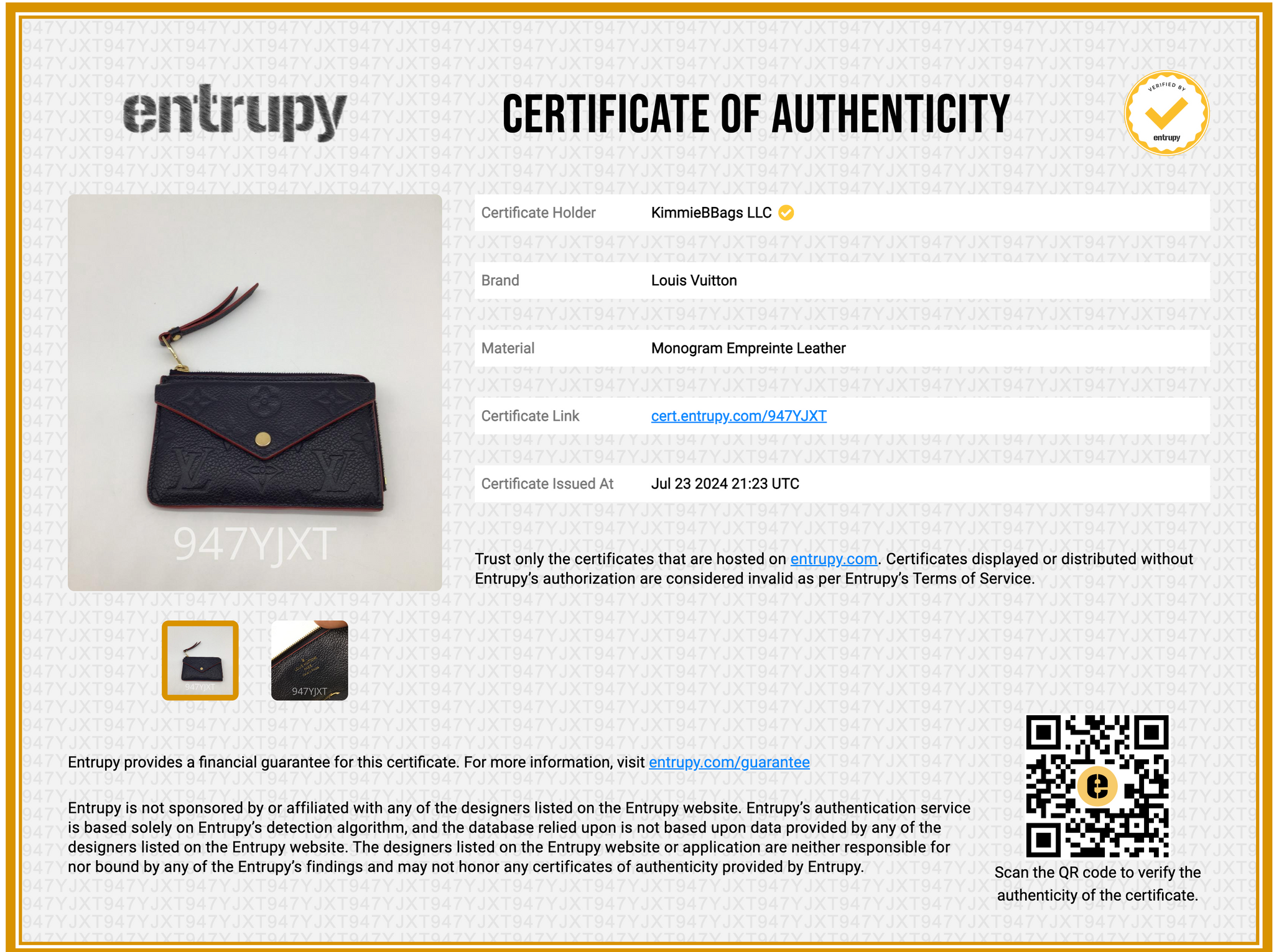 Preloved Louis Vuitton Navy Empreinte Recto Verso Wallet. 947YJXT 072324 H