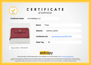 Preloved Prada Pink Saffiano Leather Bow Zipper Wallet 85 052923