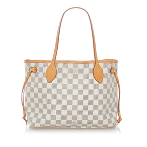 Louis Vuitton Neverfull Pm Damier Azur Ladies Tote Bag White Discontinued  Used