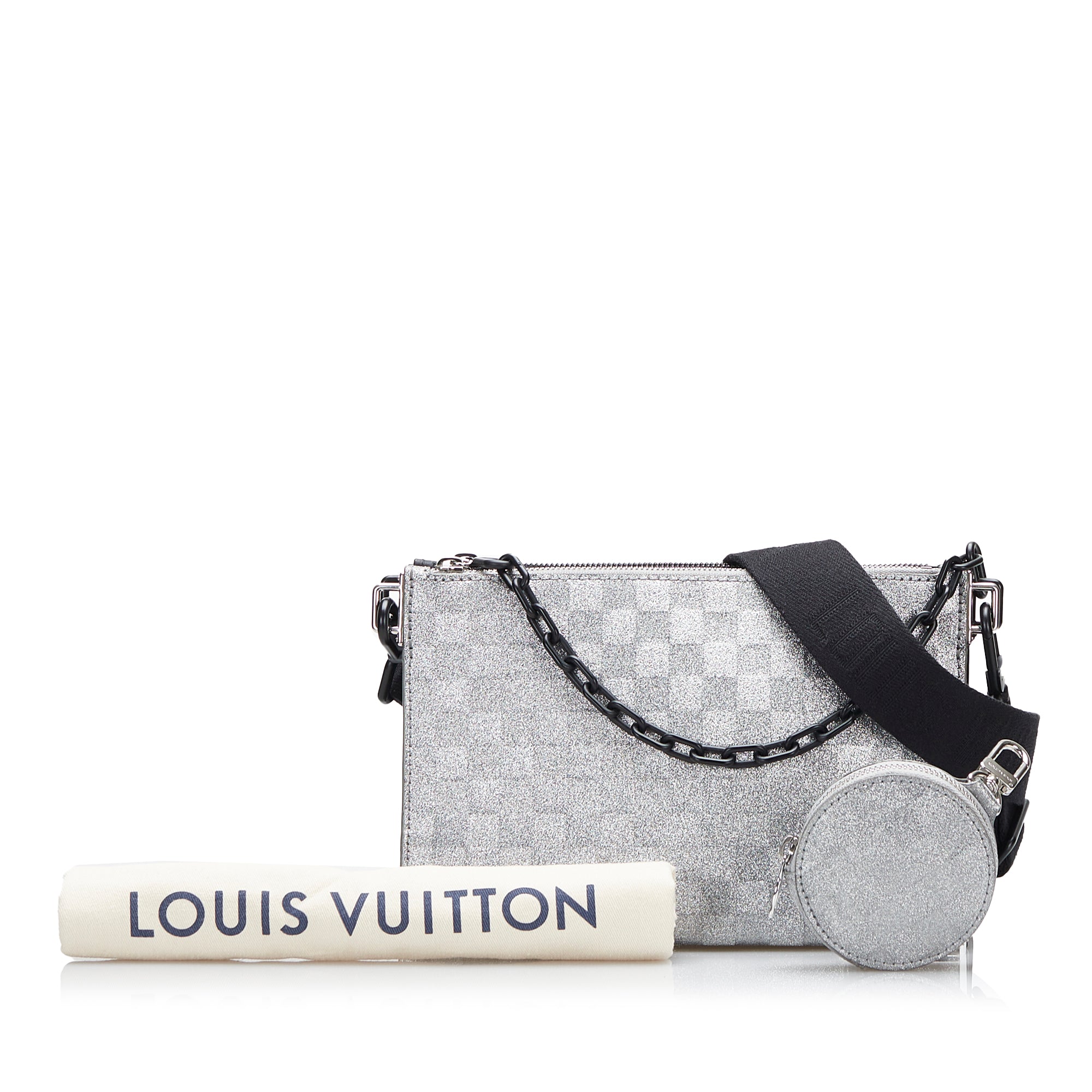 Preloved Louis Vuitton Black Damier Glitter In The Loop Trio Pouch