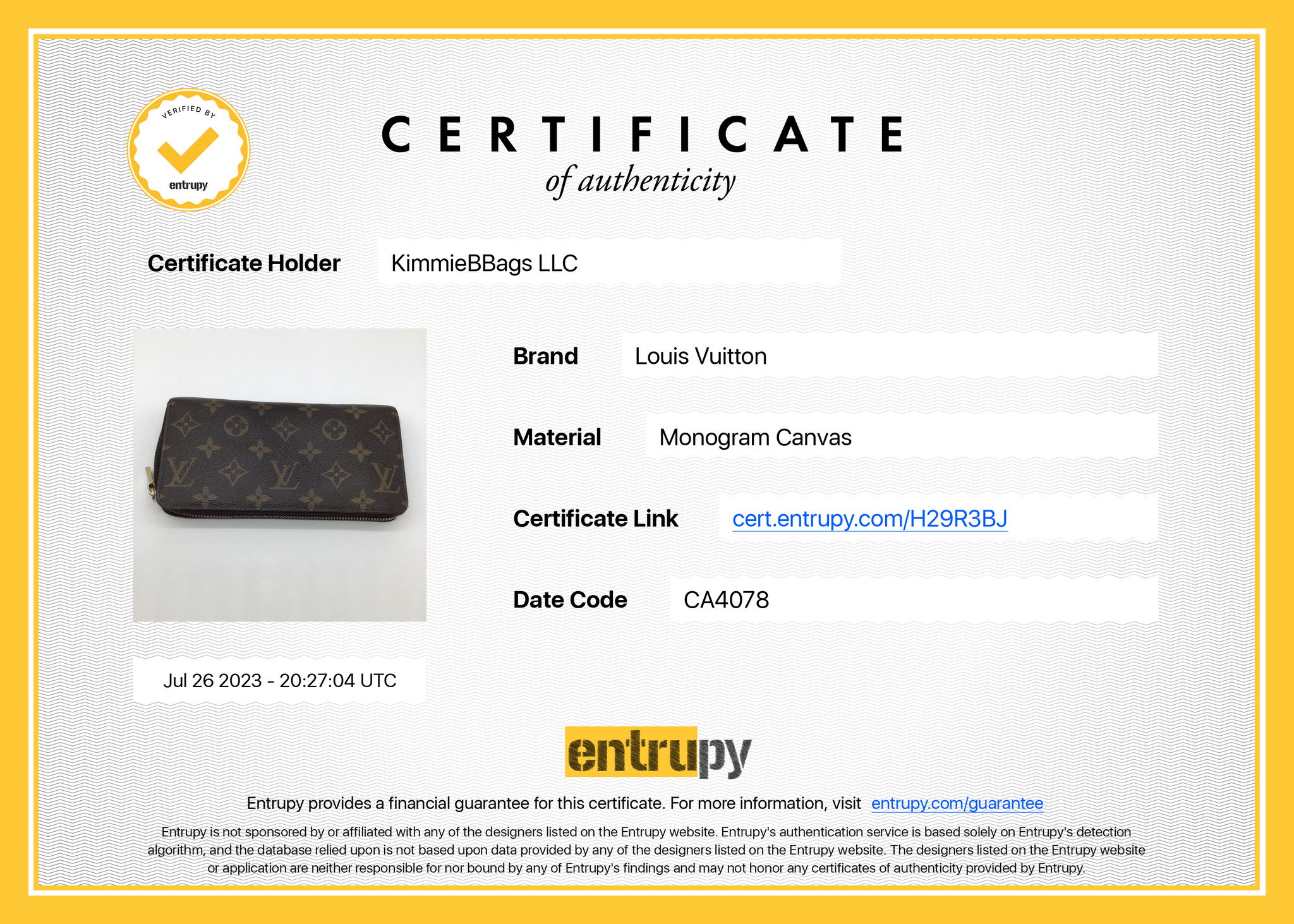 L23100752 Louis Vuitton Long Zippy Wallet Monogram CCB2WVT CALI 102423 –  KimmieBBags LLC