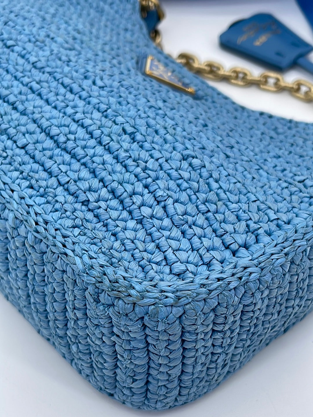 Prada Light blue raffia bag