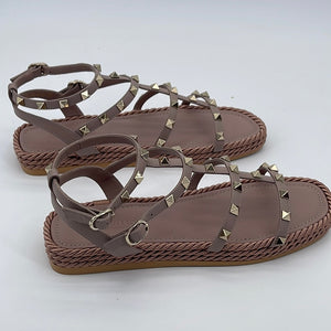 GIFTABLE NEW Valentino Rockstud Poudre Flat Sandals Size 38 (8) 246 052323 $350 OFF