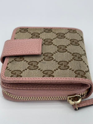 PRE LOVED] Gucci Long Wallet in Canvass Pink Leather