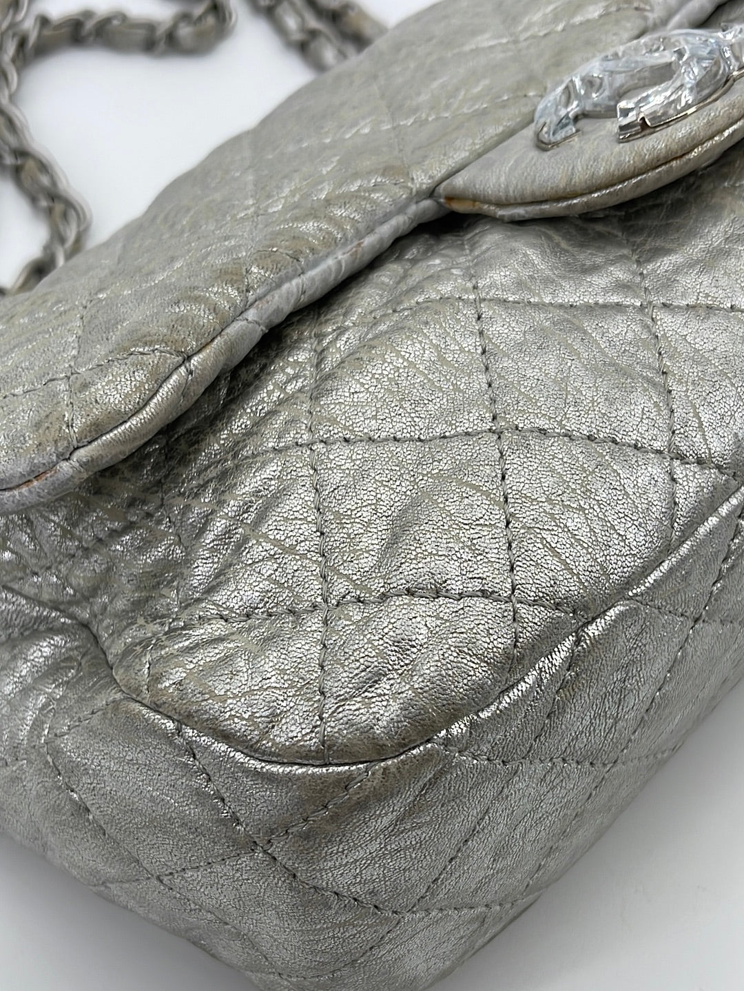 PRELOVED Vintage CHANEL Single Flap Quilted Silver Shoulder Bag 14212929 050223