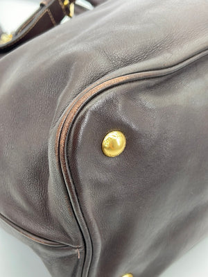 Preloved Prada Brown Leather Vitello Daino Convertible Buckle Tote 197 061623 $100 OFF