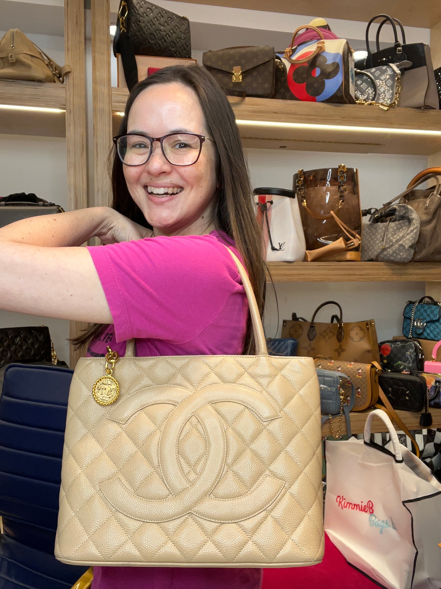 Authentic Chanel Beige Quilted Caviar Medallion Tote｜TikTok Search