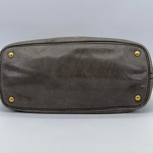 Preloved Prada Gray Vitello Shine Leather Large Hobo Bag 173 061323
