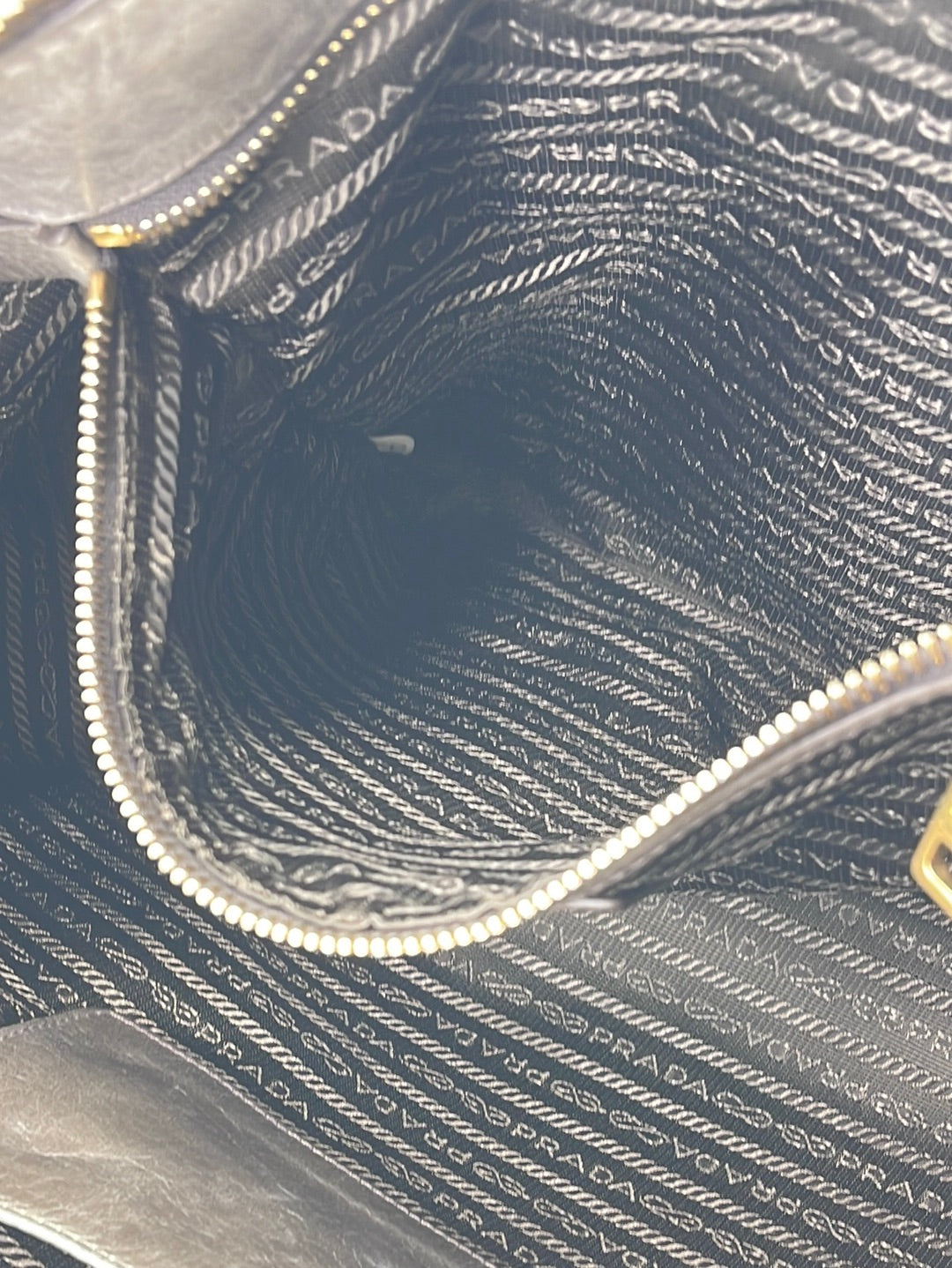 Preloved Prada Gray Vitello Shine Leather Large Hobo Bag 173 061323