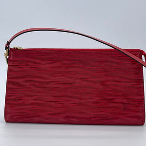 Preloved Louis Vuitton Red Epi Leather Pochette Accessories Bag