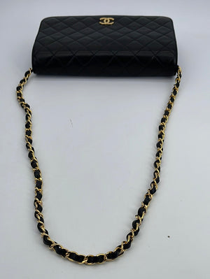 Chanel Vintage Mini Full Flap Lambskin Black Single Flap Gold