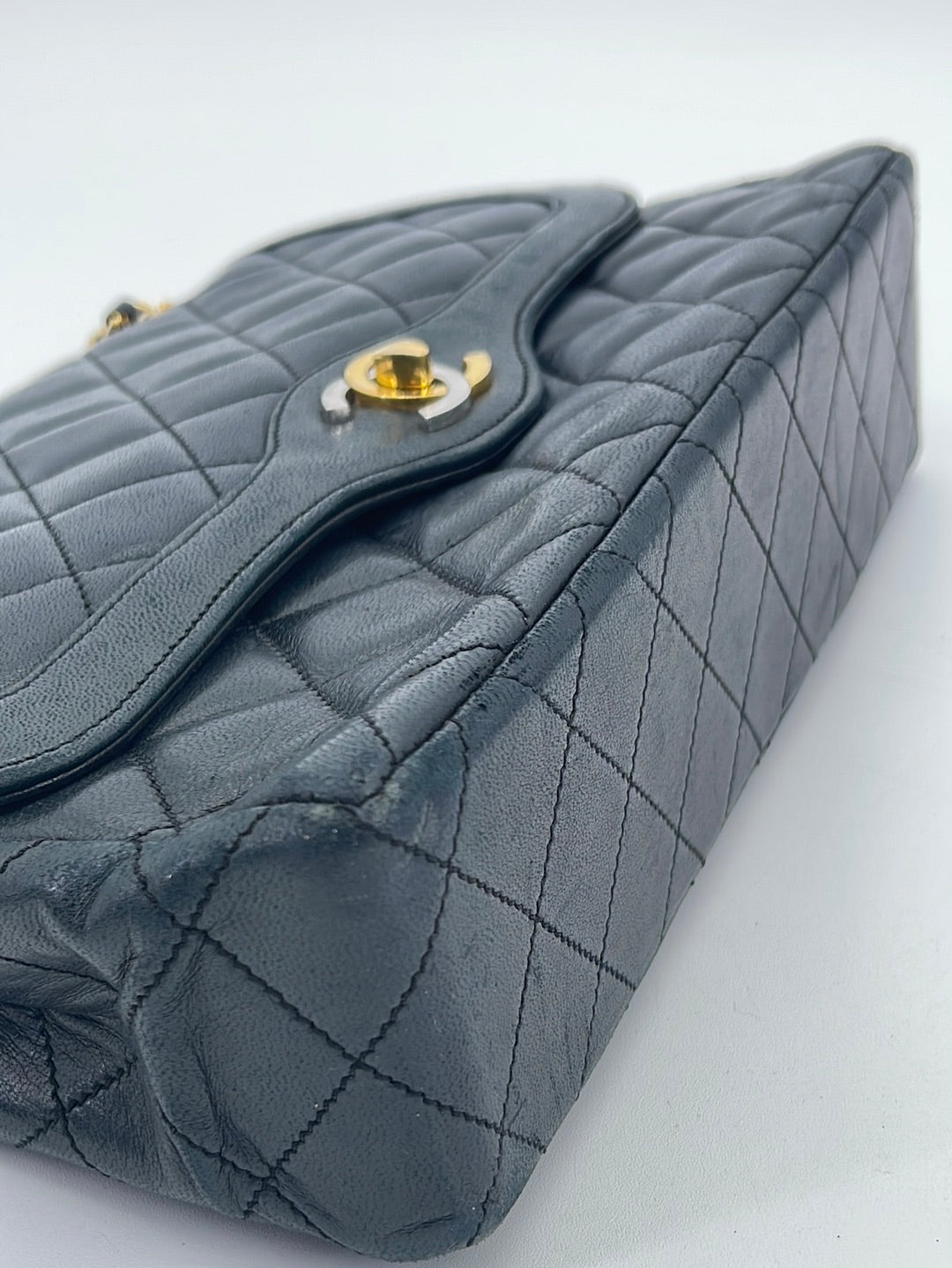 Vintage Chanel Classic Double Flap Shoulder Bag Small Black