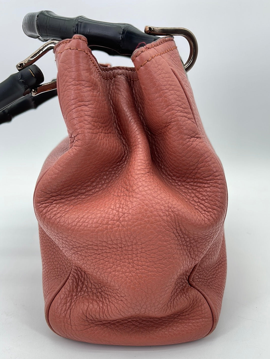 Preloved Gucci Bamboo Shopper Tote Coral Leather Medium 336032520981 062323 $200  Flashoff