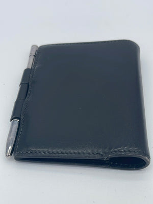 Preloved Hermes Black Leather Mini Agenda / Day Planner Cover CircleTK 052223