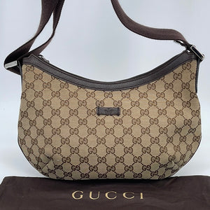 Gucci Vintage Gucci GG Beige Original Canvas & Brown Leather