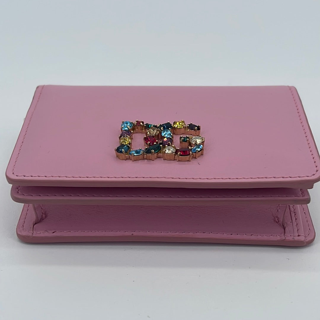 Preloved Dolce & Gabbana Pink Leather Bifold Jewel Wallet BL1211AY185 052223