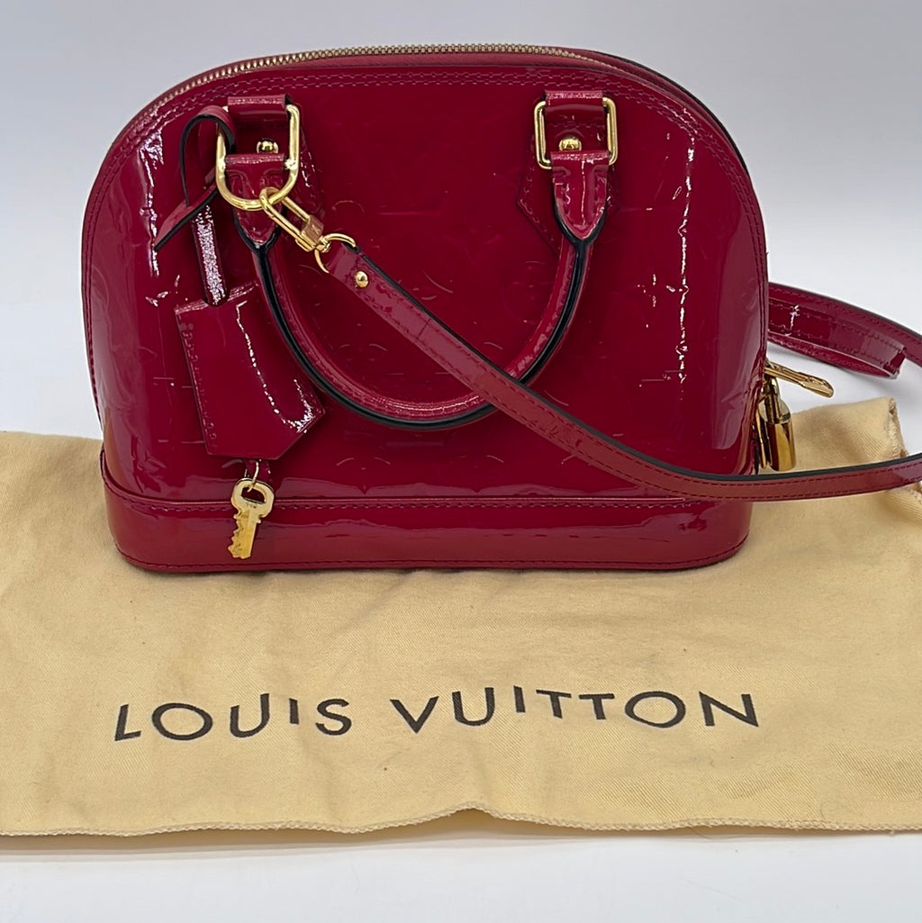 Preloved Louis Vuitton Red Vernis Leather Alma BB Handbag MI0135 072123 $500 OFF FLASH