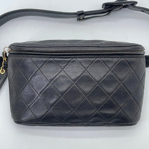 CHANEL Lambskin Quilted Resin Bi-Color Waist Bag Fanny Pack Black 1277528
