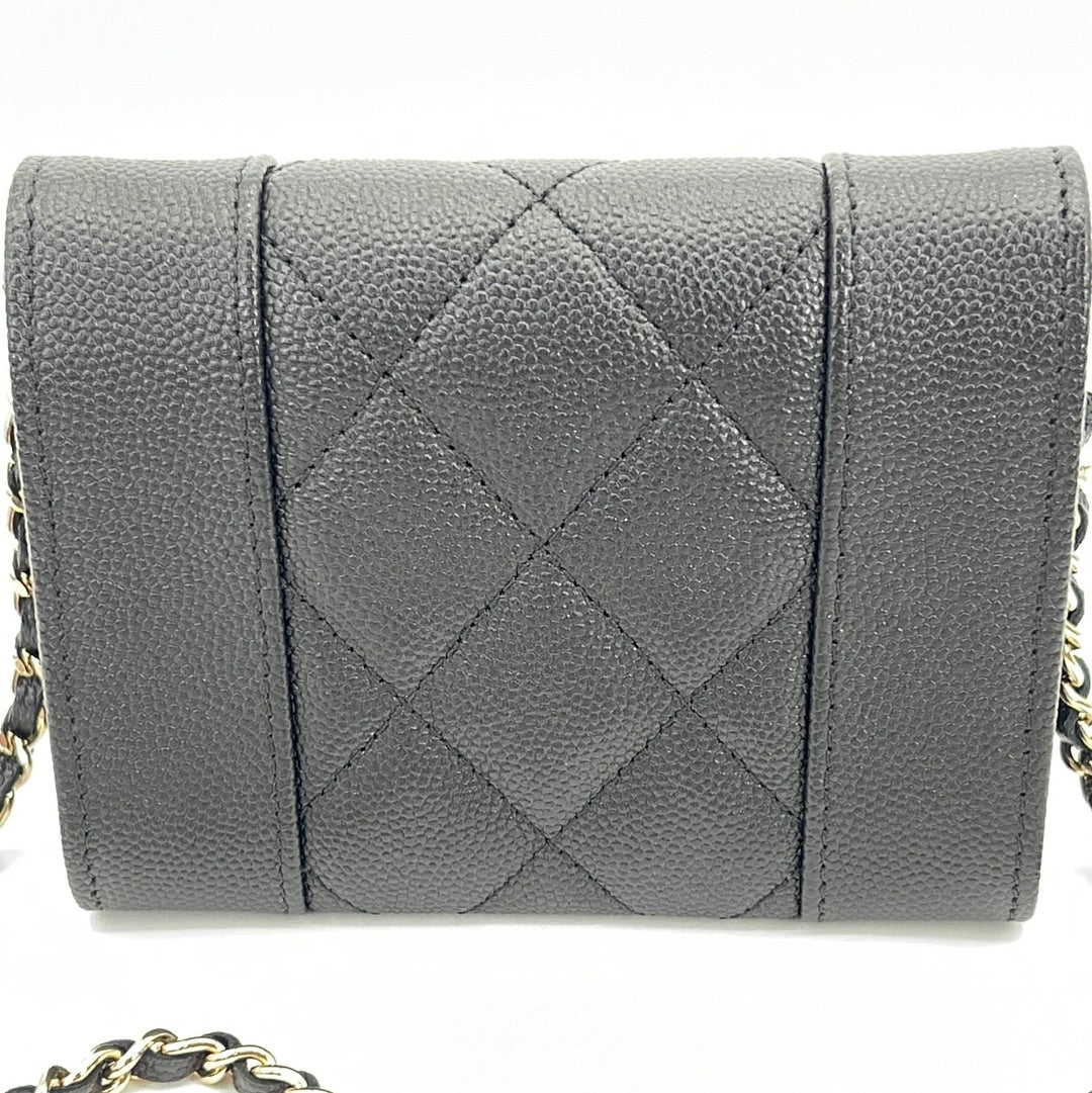 Chanel Classic Medium Double Flap 20C Gray/Grey Quilted Caviar