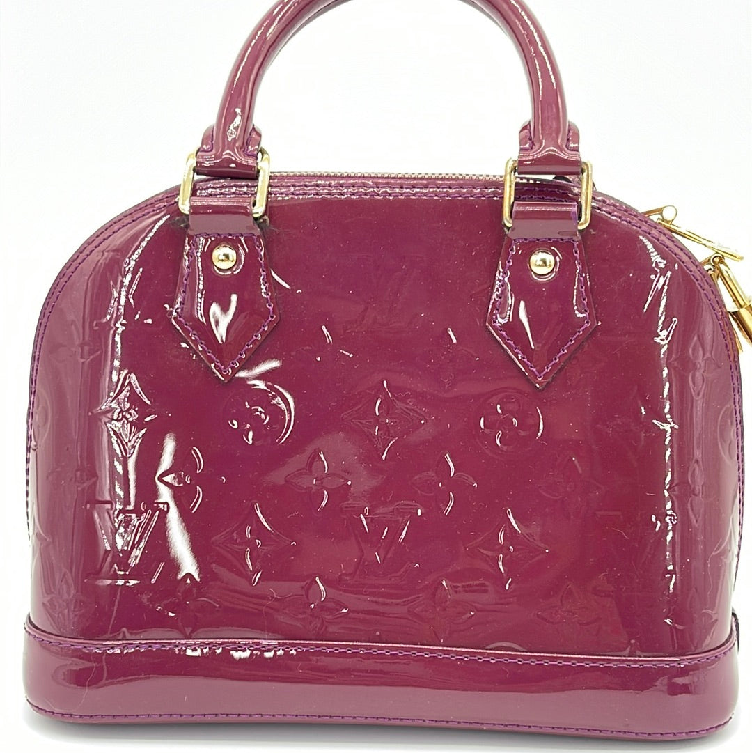 Louis Vuitton Monogram Vernis Alma Bag BB Handbag color pink purple Rare  Color