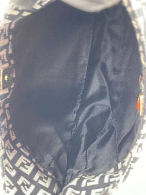 Preloved Fendi Zucchino Canvas and Orange Leather Small Hobo Bag BXXR3K8 060223 $100 OFF