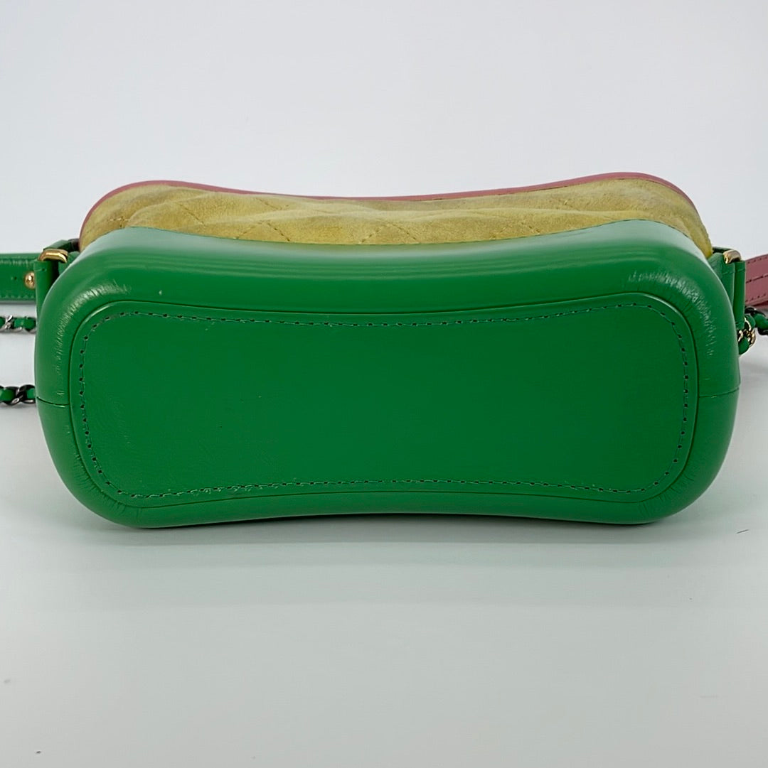 Chanel Green/Yellow/Pink Suede and Leather Small Gabrielle Hobo Bag -  Yoogi's Closet