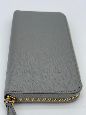 PRELOVED Prada Grey Leather Zip Around Long Wallet 236A 062023