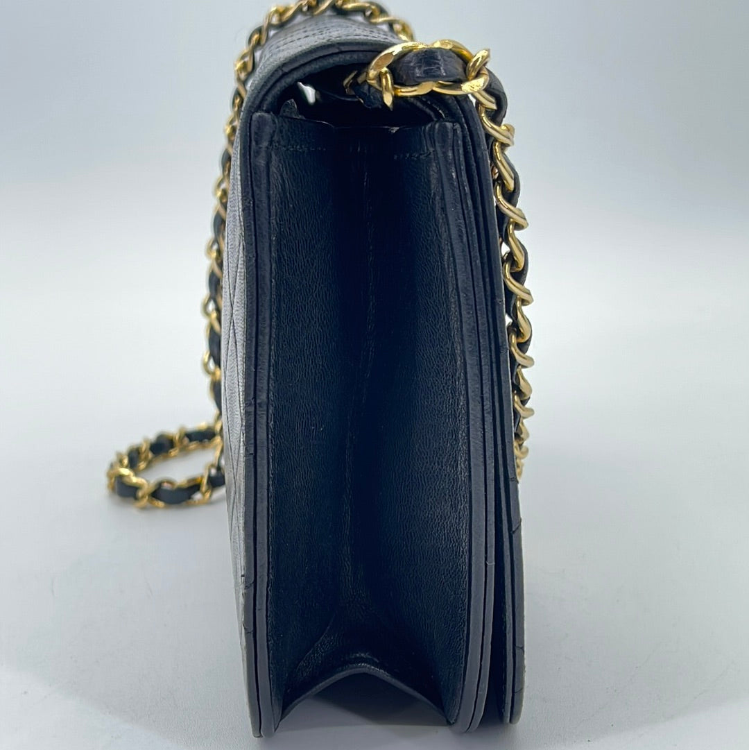 Giftable Preloved Chanel Lambskin Medium Single Flap Black Shoulder Bag 120235 071923 Off