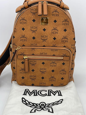 Preloved MCM Cognac Vistetos Backpack 88141 060223