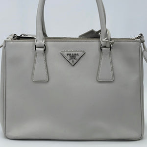 PRELOVED PRADA White Saffiano Leather Double Zip Galleria Tote 7D 062023