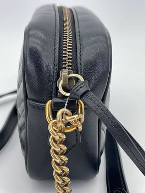 PRELOVED Gucci GG Matelasse Black Leather Medium Camera Shoulder Bag 448065527066 061923 $100 OFF LIVE SHOW DEAL