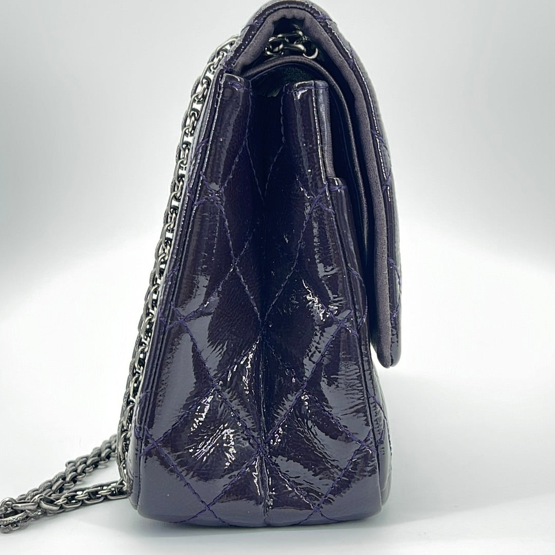 GIFTABLE PRELOVED Chanel Reissue 2.55 Plum Quilted Crinkled Patent Dou –  KimmieBBags LLC