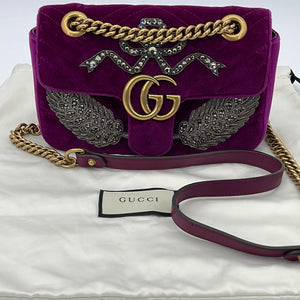 Gucci Purple Velvet Small GG Marmont Bag