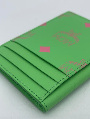 PRELOVED MCM Neon Green Visetos Leather Cardholder 10112110 052223