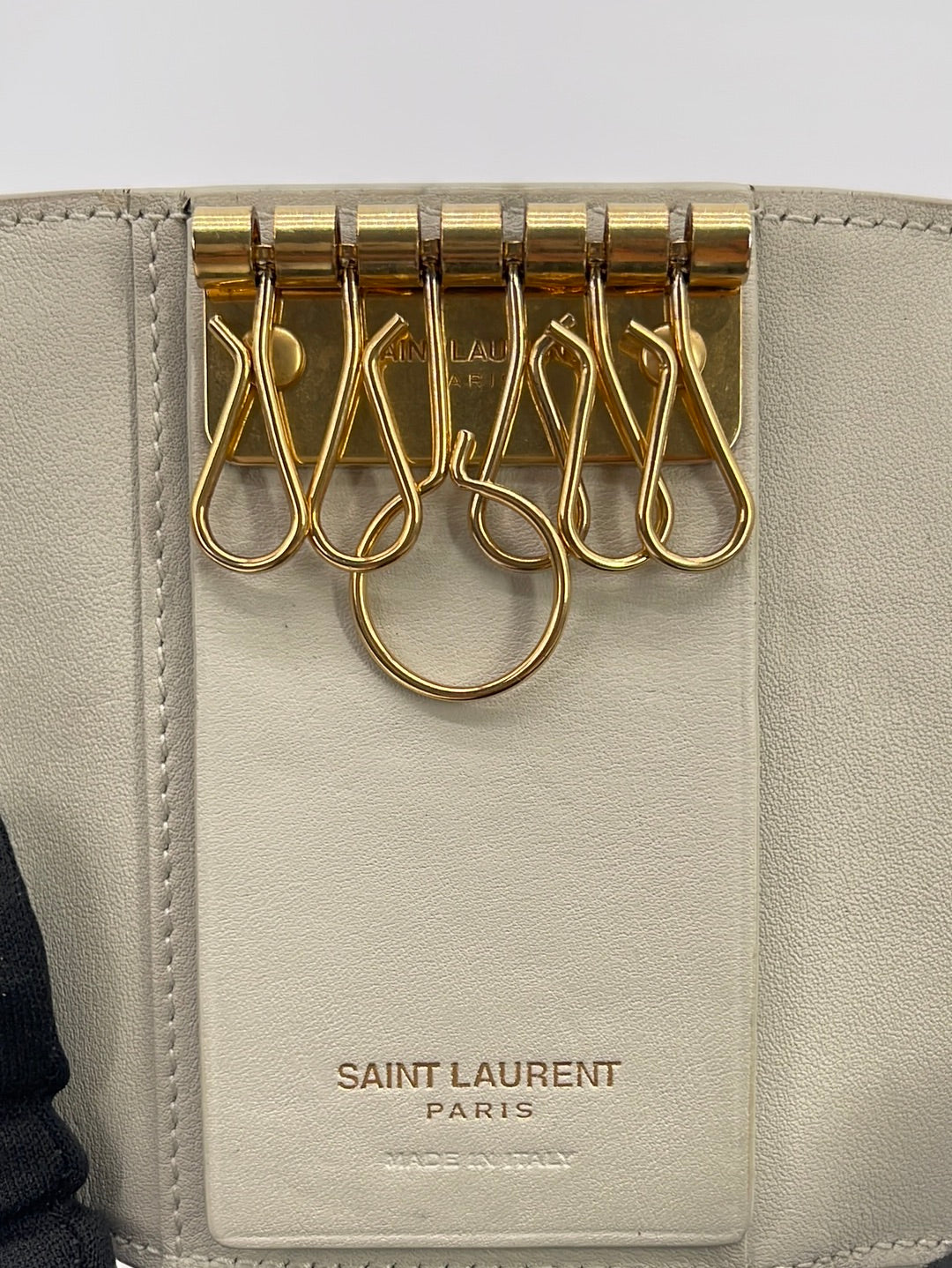 Saint Laurent Berligo denim key holder w/ charm - ShopStyle