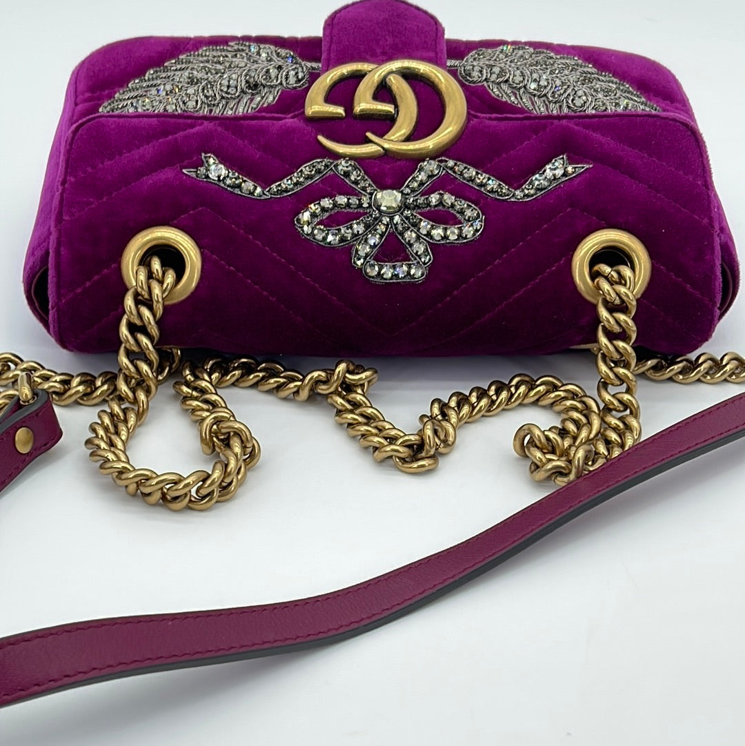 gucci marmont mini bag velvet violet new Purple ref.145077 - Joli Closet