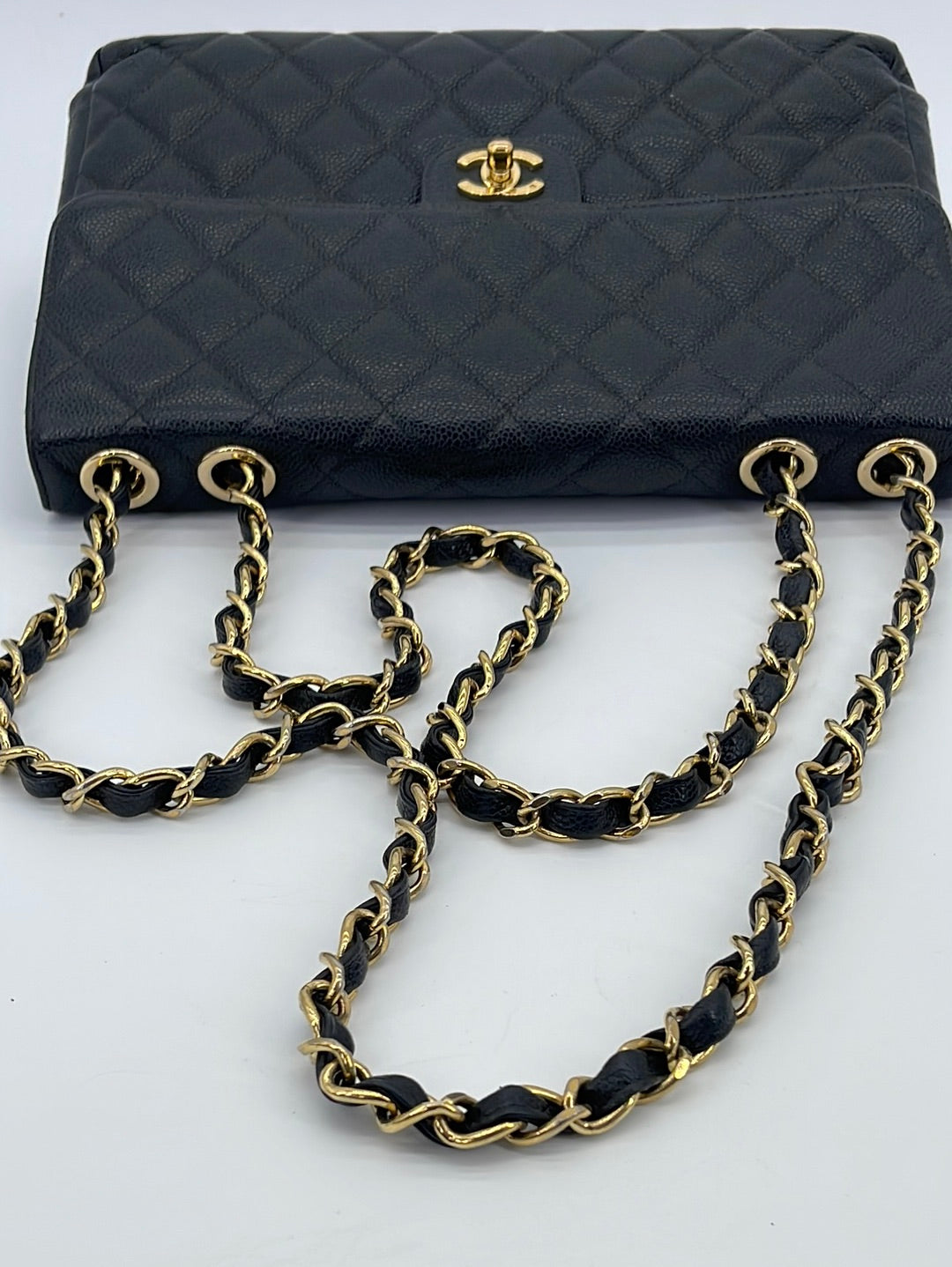 Vintage CHANEL Black Caviar Leather Large Single Flap Square Bag with –  KimmieBBags LLC