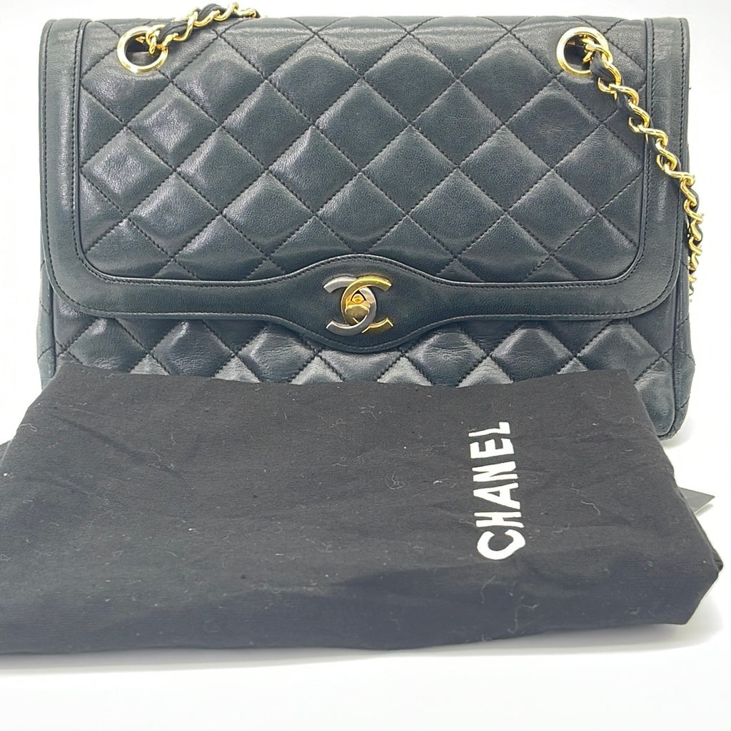 Vintage CHANEL Paris Limited Double Flap Quilted Black Lambskin Shoulder Bag HX3B6DR 063023 $650 OFF. Flash
