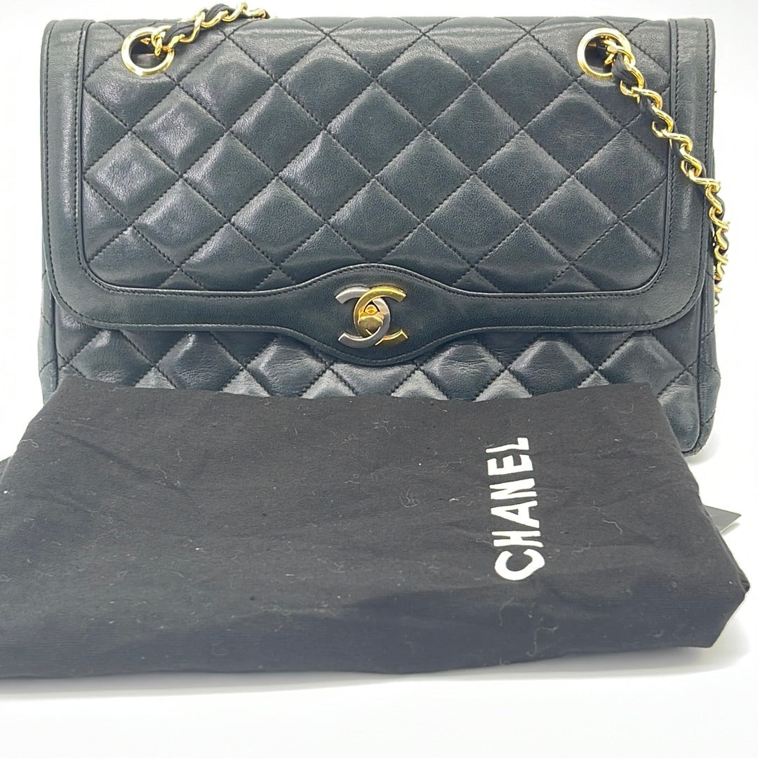 Vintage Chanel Paris Limited Double Flap Quilted Black Lambskin Shoulder Bag HX3B6DR 063023 Off. Flash