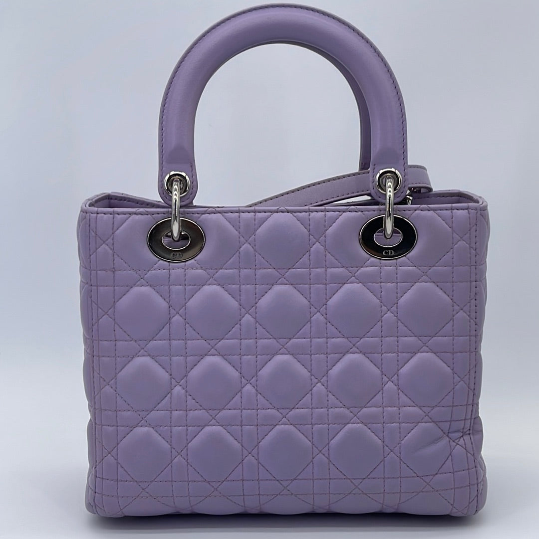Preloved Christian Dior Lavender Cannage Quilted Lambskin Medium Lady Dior Bag 05MA1102 072623